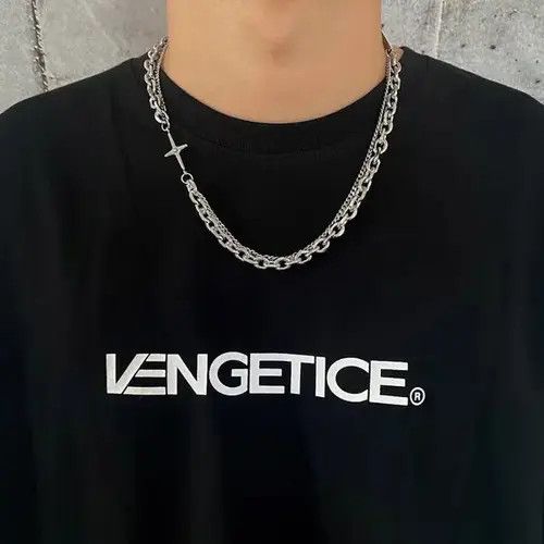 Other Double Layer Titanium Steel Star Link Chain Necklace for Men Size ONE SIZE - 1 Thumbnail
