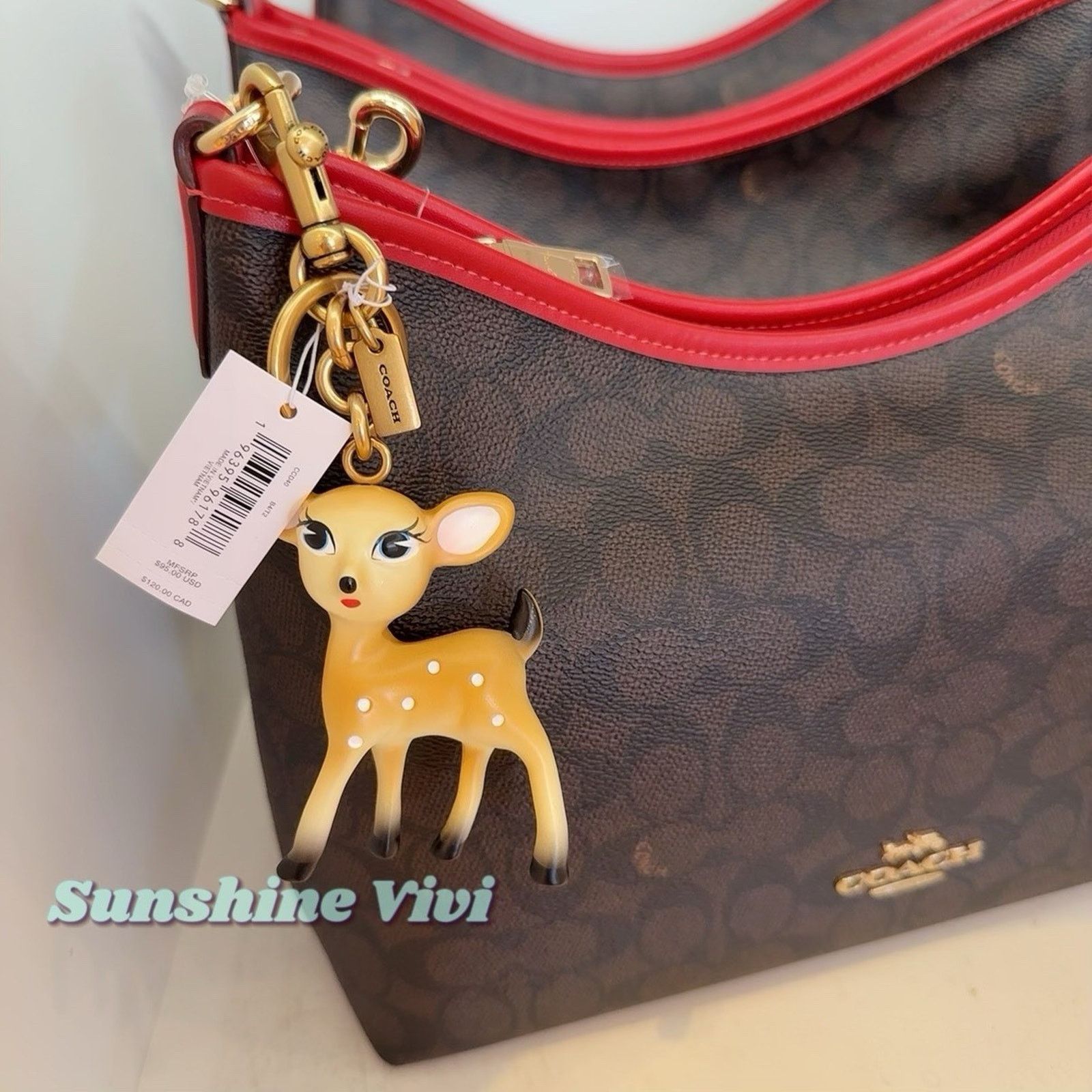 Coach NWT Bundle Coach Laurel Bag CV975 & CCD40 Deer Bag Charm Size ONE SIZE - 5 Thumbnail