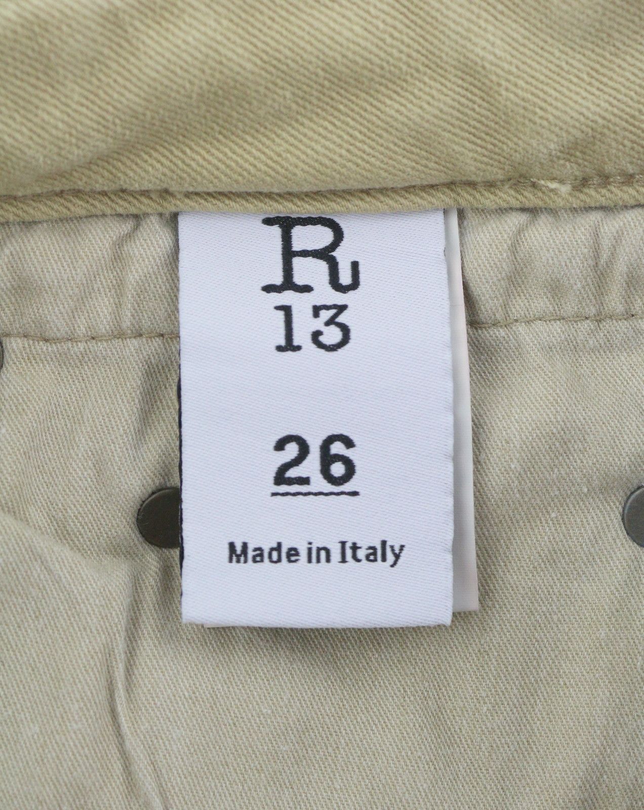 R13 BOY STRAIGHT 26 Khaki Stretch Cropped Ankle Zip 87788 Size 26" / US 2 / IT 38 - 8 Thumbnail