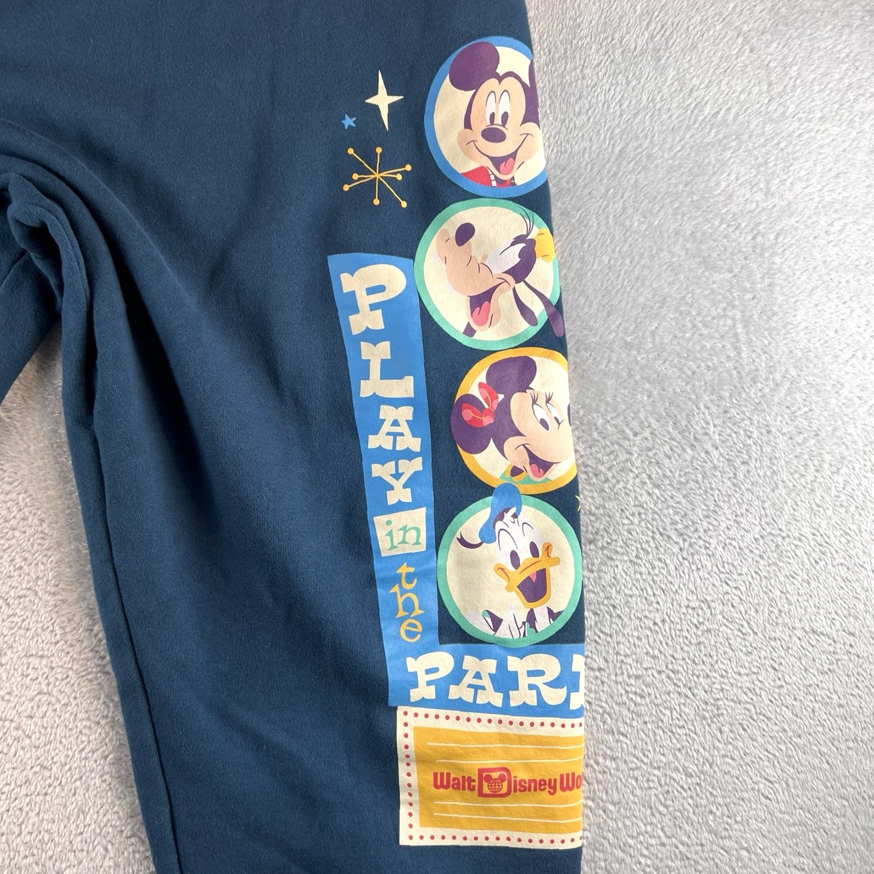 Disney VINTAGE Disney Sweatpant Womens 3XL “Play In The Park” Graphic Blue Jogger Fleece EUC Size 40" / US 18 - 3 Thumbnail