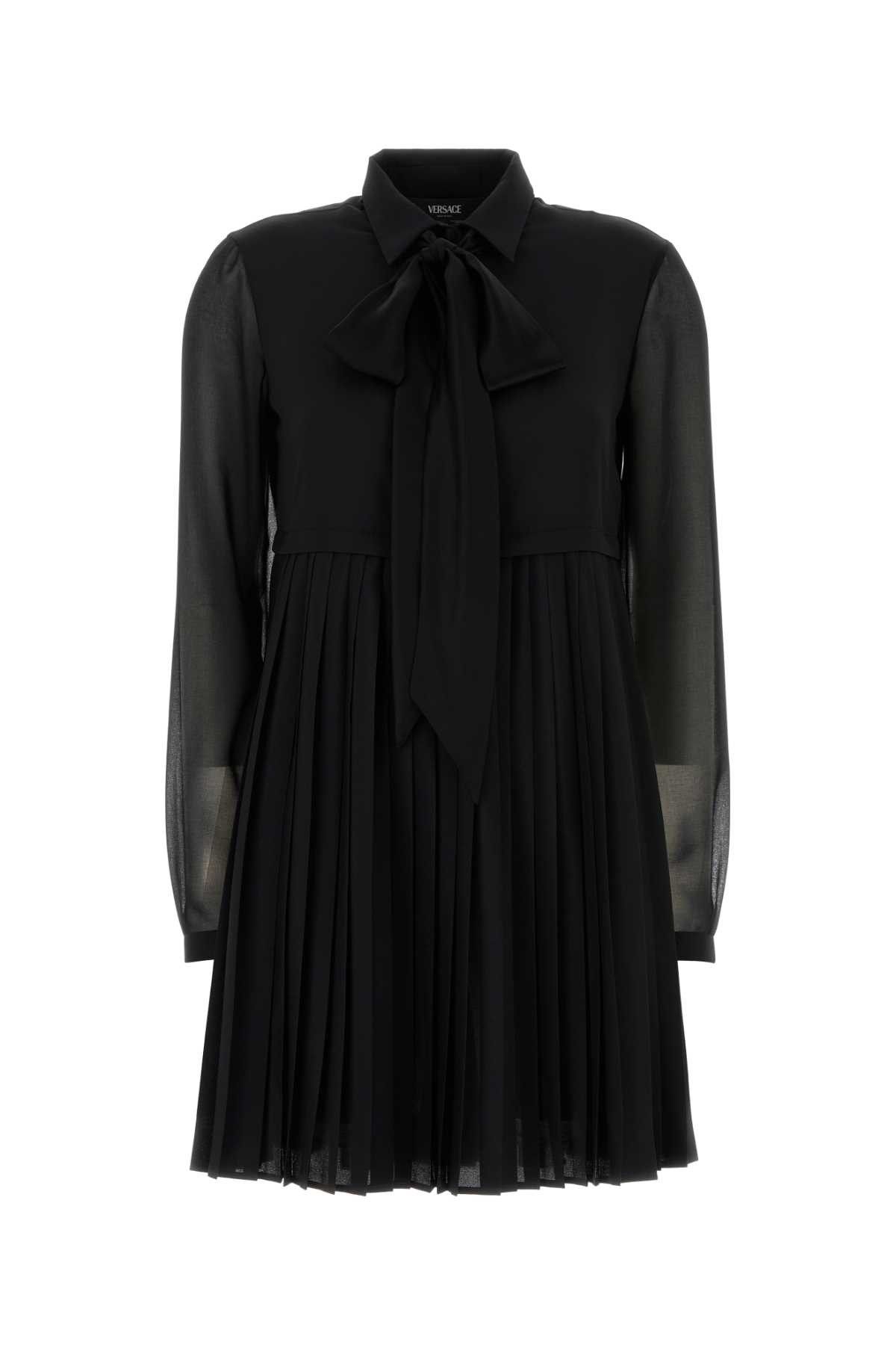 Versace Black Crepe Mini Dress Size S / US 4 / IT 40 - 1 Thumbnail