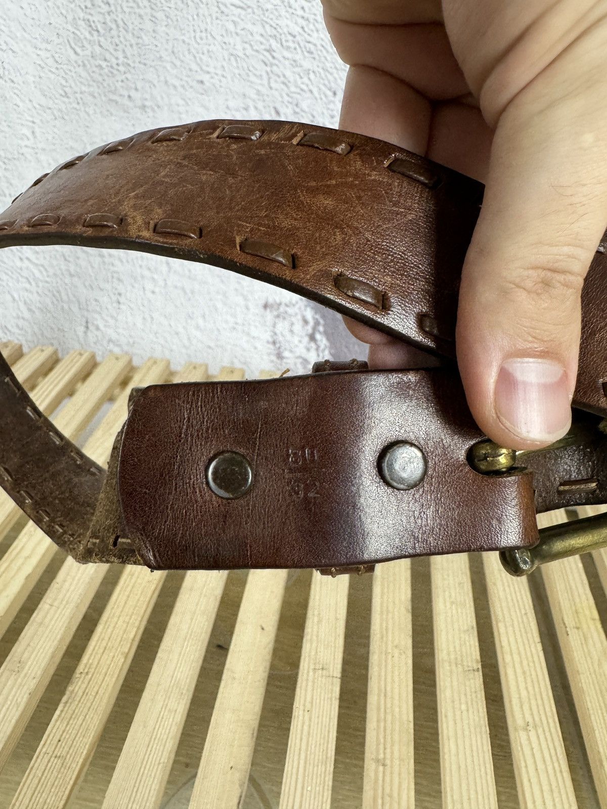 Other LOSCO PARIS made in France vintage 90s brown leather belt Size 32 - 6 Thumbnail