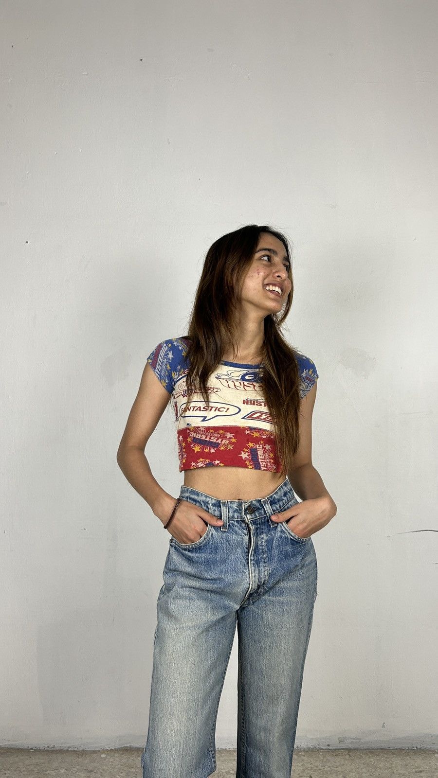 1990s Hysteric Mini Baby Tee Full Print