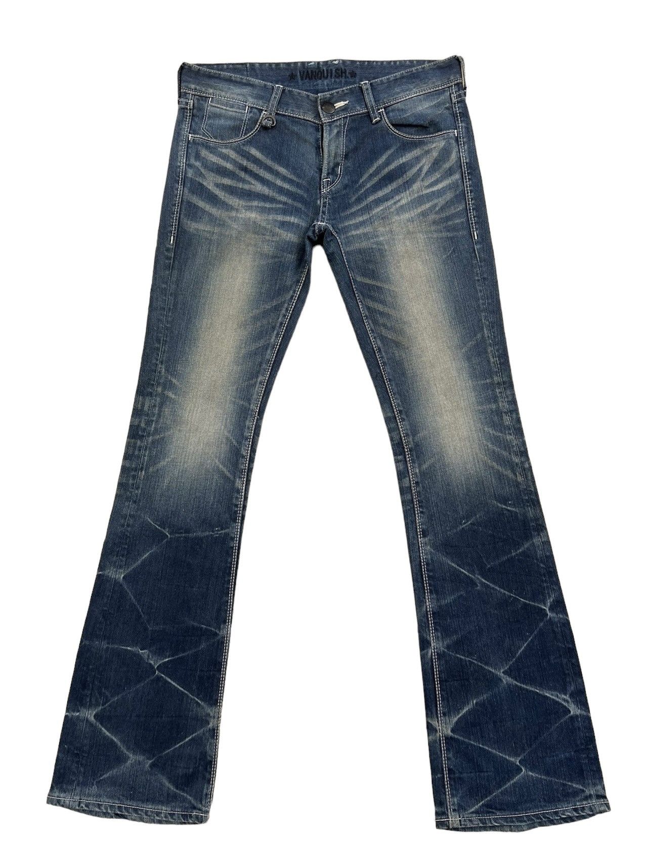 image of Vanquish Gold Japan Low Rise Denim Flare Denim Jeans in Blue, Men's (Size 31)