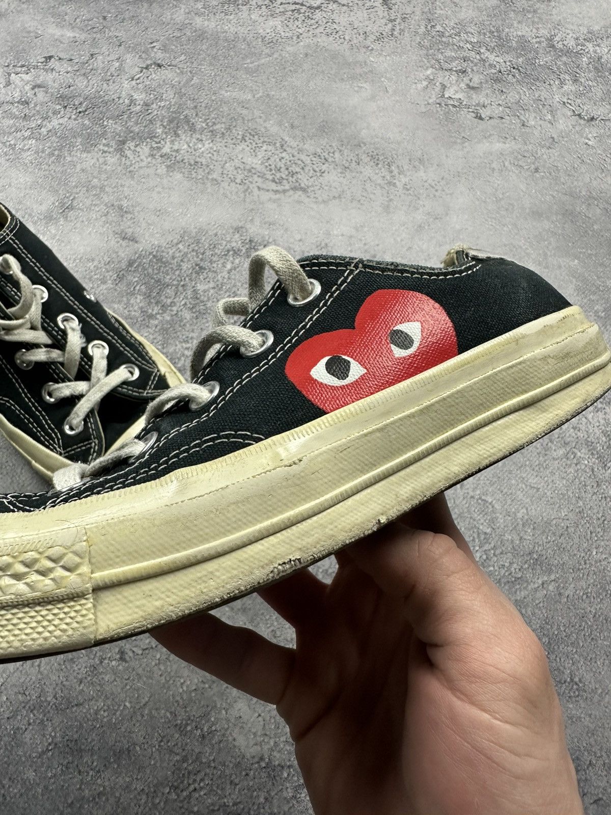 Comme des Garcons PLAY × Converse Comme des Garcons Converse Play Black Low Top Sneakers Size US 6 / IT 36 - 14 Thumbnail