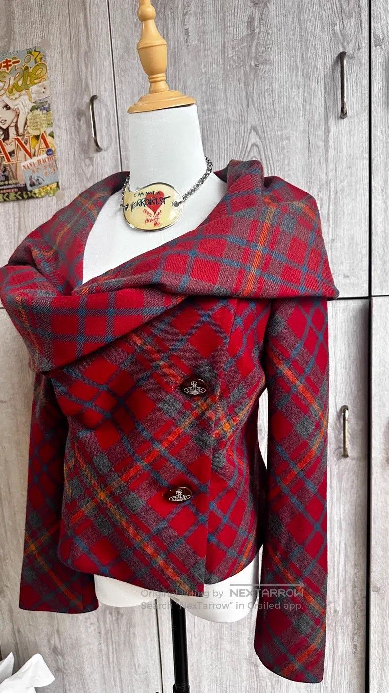 Vivienne Westwood Vivienne Westwood Dip hem suit jacket, red checkered witch Size L / US 10 / IT 46 - 5 Thumbnail