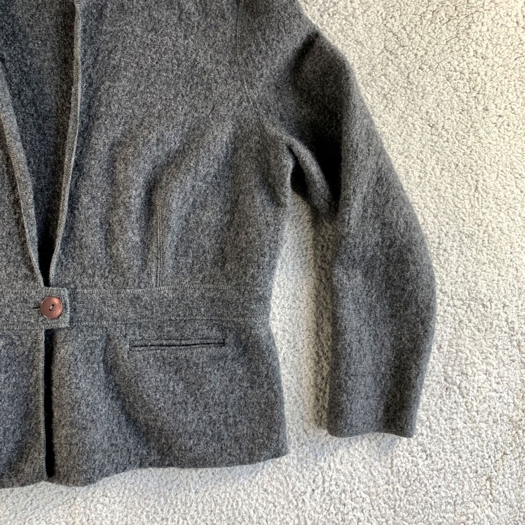 Talbots Talbots Jacket Womens XL Gray 100% Wool Blazer Open Front Shetland Coat 1 Button Size XL / US 12-14 / IT 48-50 - 5 Thumbnail