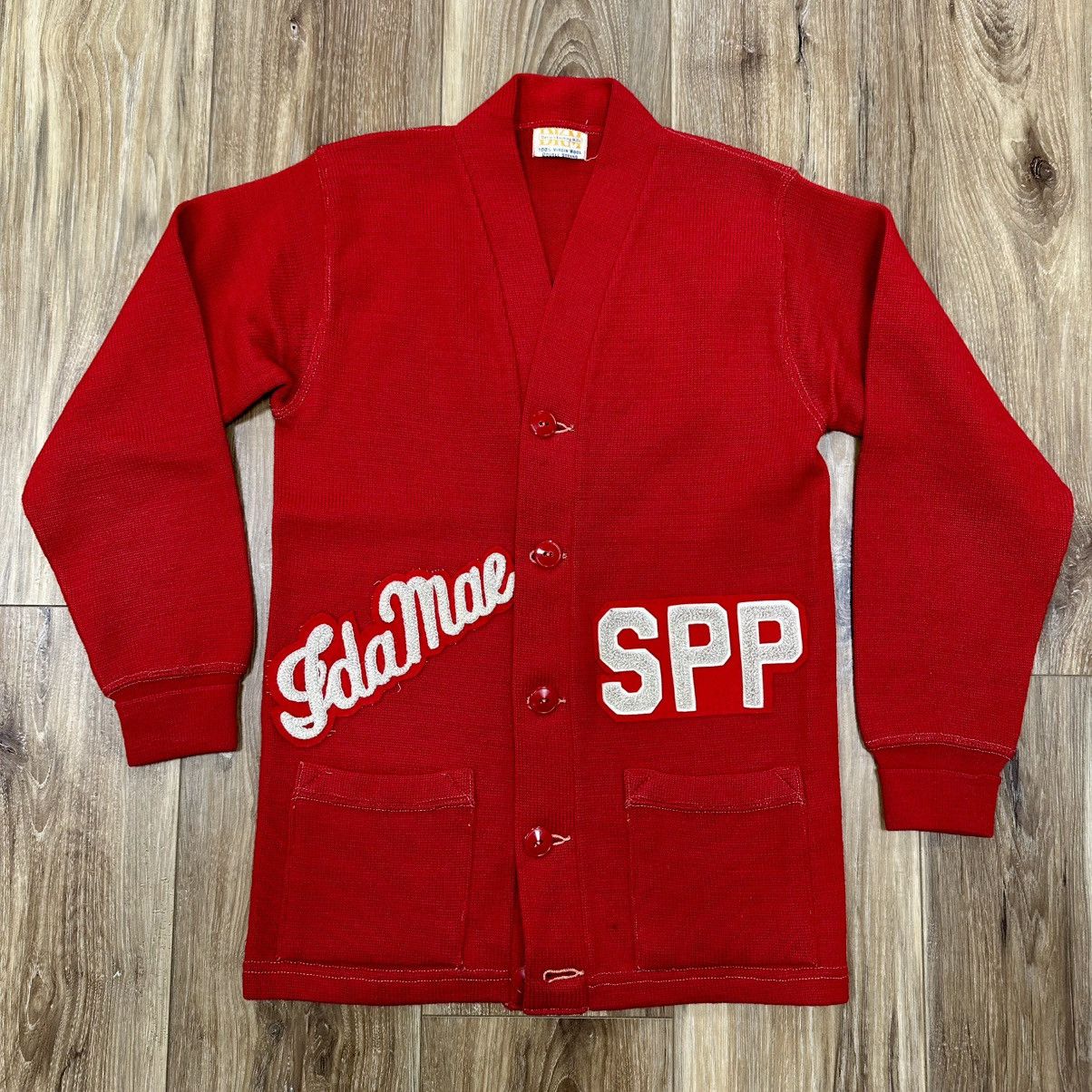 Vintage Vtg 50s Detroit Knitting Mills Wool SPP Letterman Cardigan Size M / US 6-8 / IT 42-44 - 2 Thumbnail