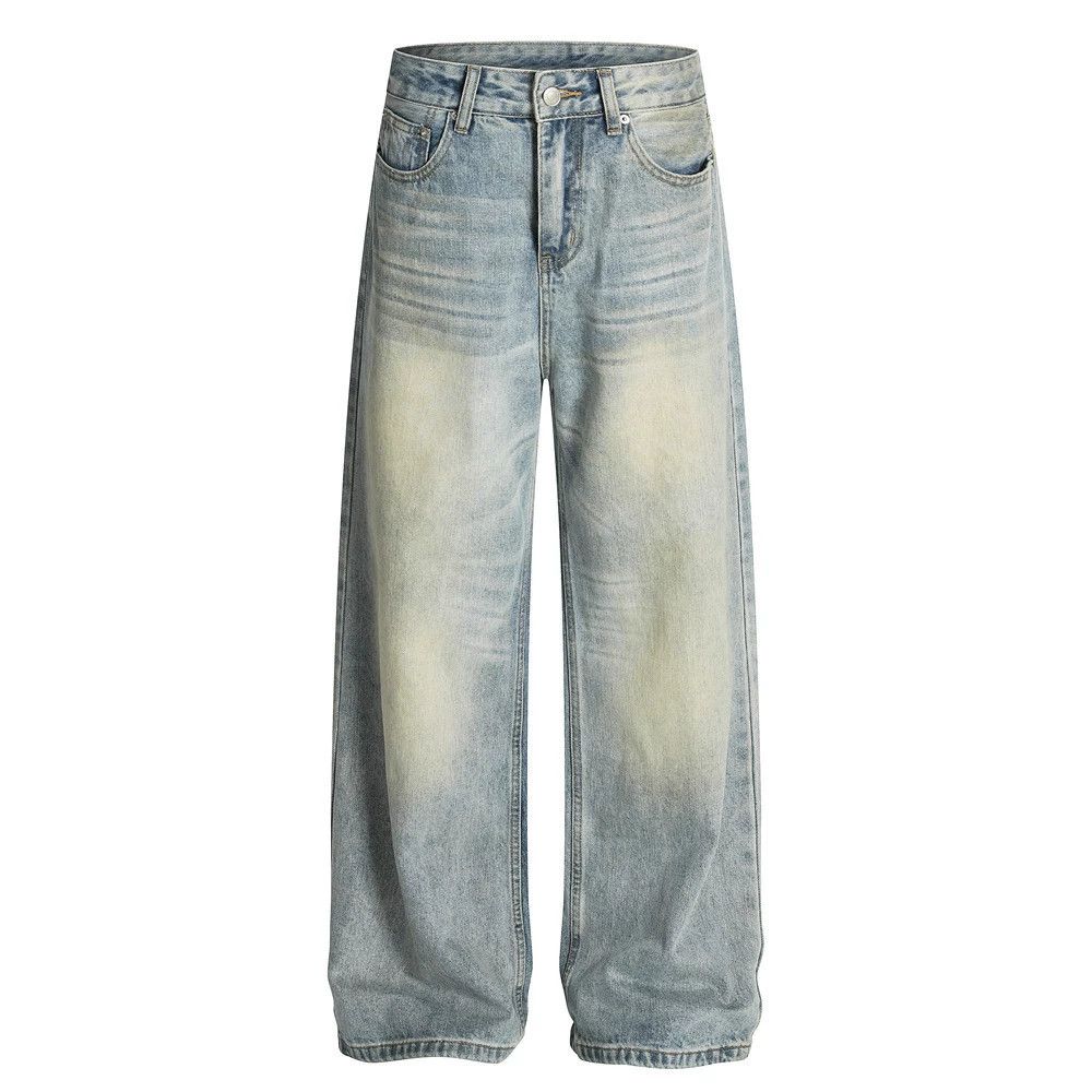 Jean Men's casual loose punk distressed washed jeans Size US 32 / EU 48 - 1 Thumbnail