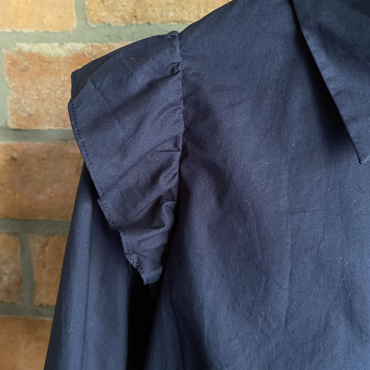 Opening Ceremony OPENING CEREMONY Navy Ruffle Shoulder Button-Up Blouse Size S / US 4 / IT 40 - 6 Thumbnail