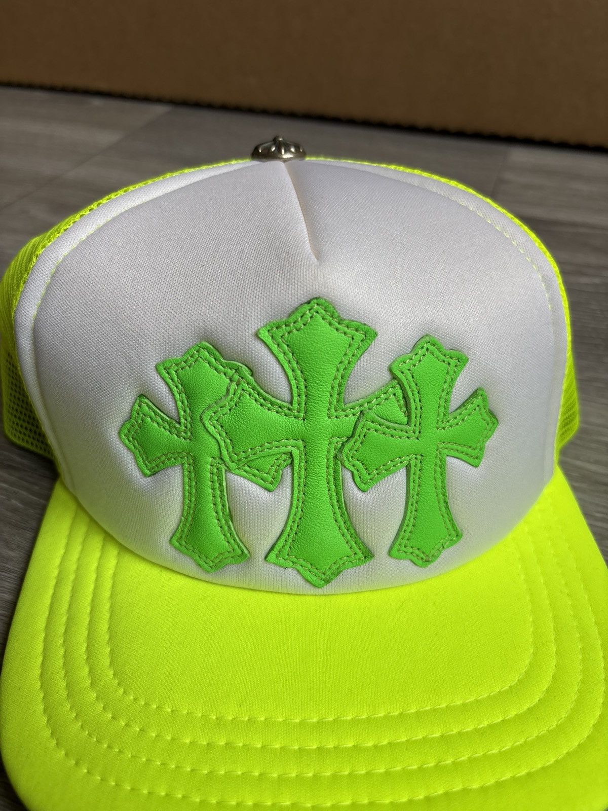 Chrome Hearts Chrome Hearts Neon Green Triple Cross Cemetery Hat Size ONE SIZE - 4 Thumbnail