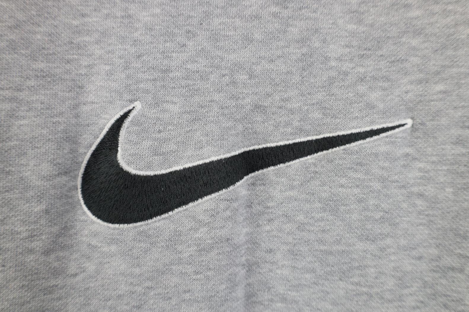 Nike Vintage Y2K Nike Center Big Swoosh Hoodie Sweatshirt Gray Size US L / EU 52-54 / 3 - 4 Thumbnail