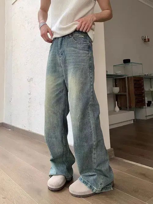 Japanese Brand Misaki x azawa Vintage Wash Draped Relaxed Light Blue Jeans Size US 32 / EU 48 - 4 Thumbnail