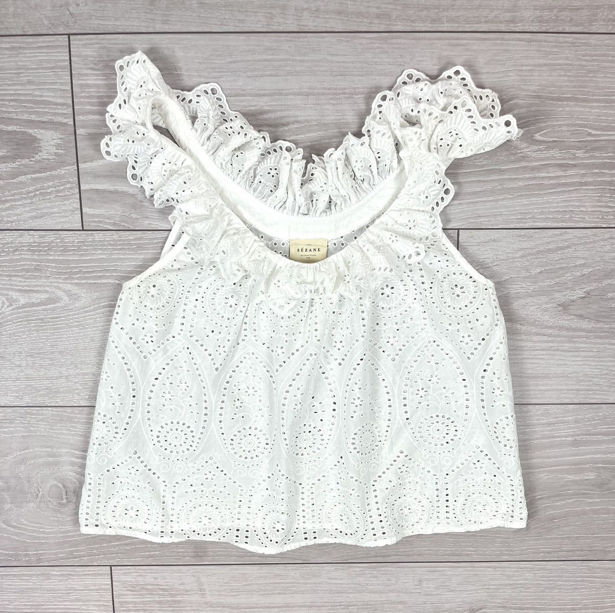 Sezane Sezane Rosa White Sleeveles Cotton Top Blouse Size M / US 6-8 / IT 42-44 - 1 Thumbnail