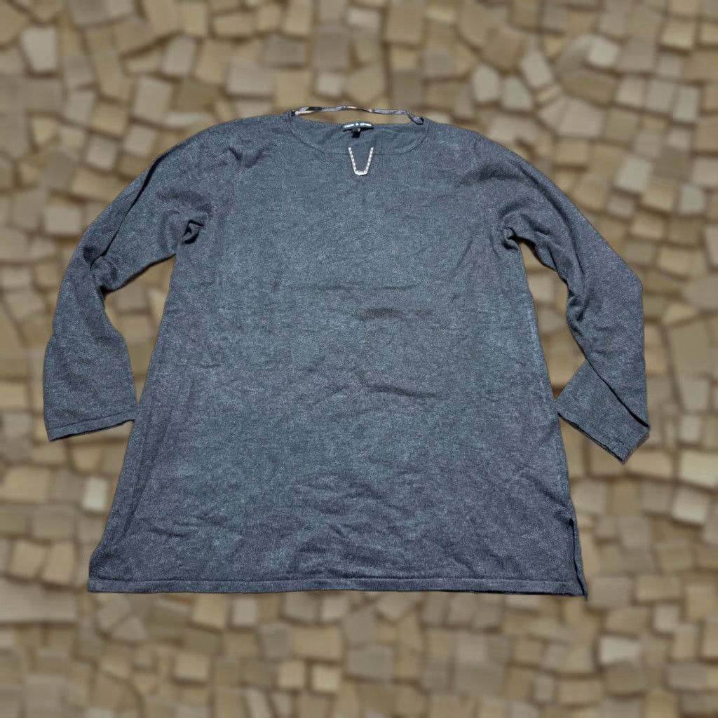 Vintage Cable & Gauge Shirt Women XL Gray Gold Long Sleeve V-neck Womens Size XL / US 12-14 / IT 48-50 - 1 Thumbnail