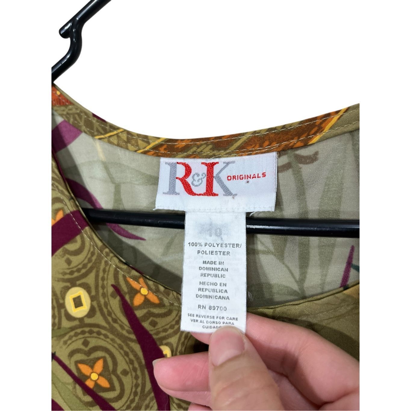Other Vintage R&K Dress Maxi Sleeveless Floral Hibiscus Tropical Olive Green 10 Size L / US 10 / IT 46 - 6 Thumbnail