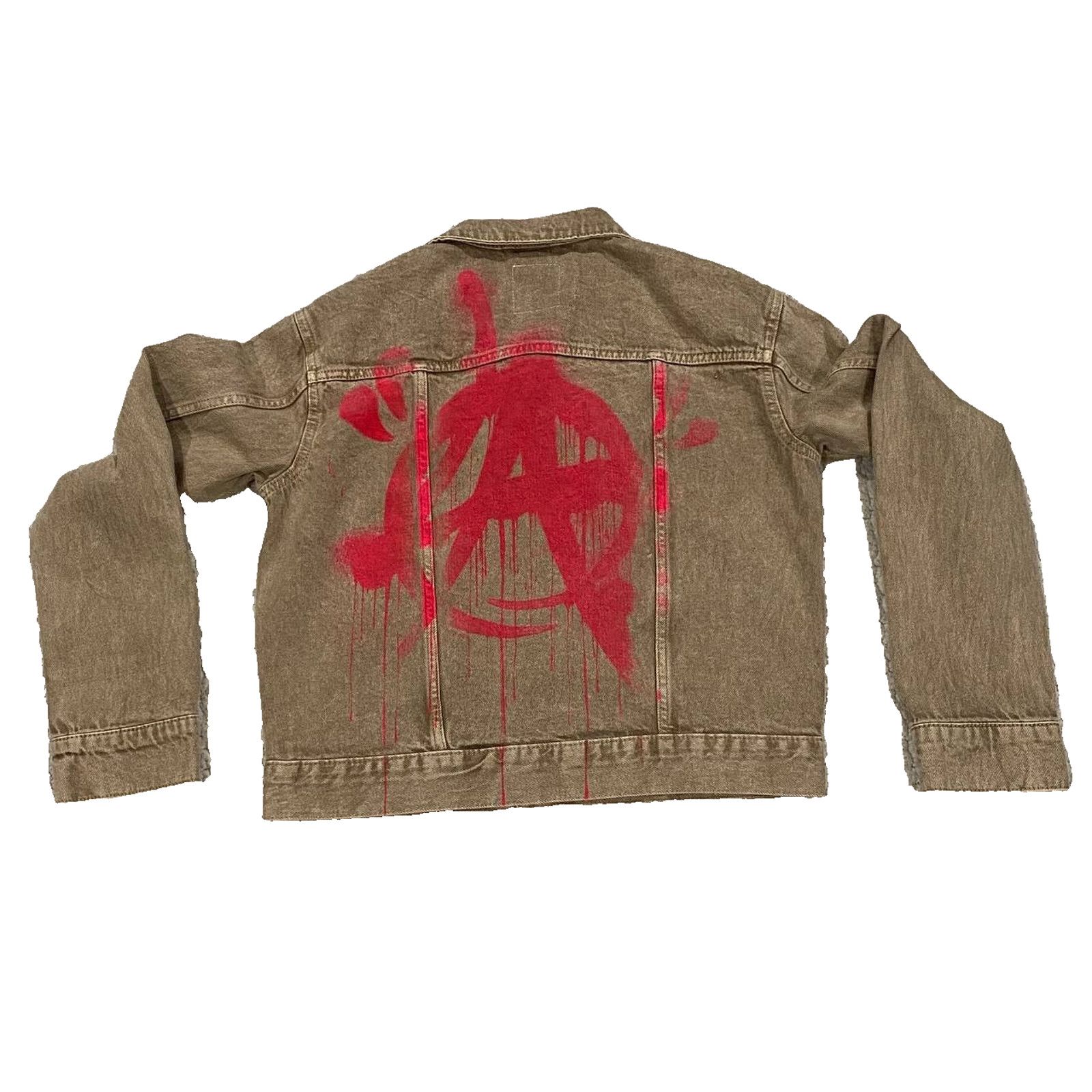 Other PUNK LA Anarchy Camel Distressed Jean Jacket Mosh Metal sz S Size US S / EU 44-46 / 1 - 1 Thumbnail