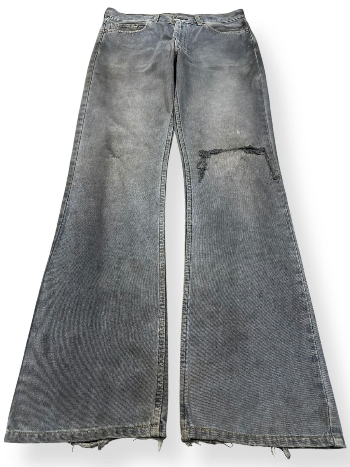 Levi's Vintage 90s Levis 517 Blue-Gray Faded Flare Distressed Jeans Size US 33 - 1 Thumbnail