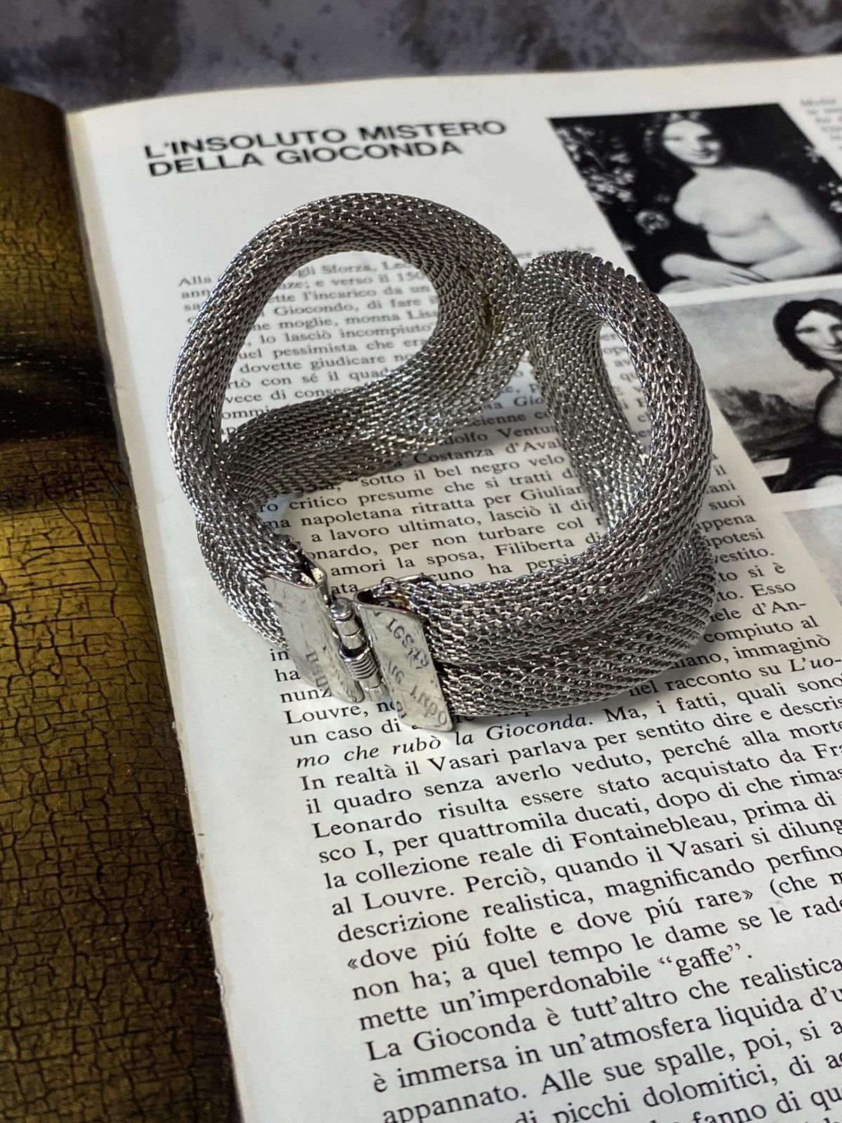 Hysteric Glamour Large Silver Mesh Twisted Statement Bangle Bracelet Size ONE SIZE - 3 Thumbnail