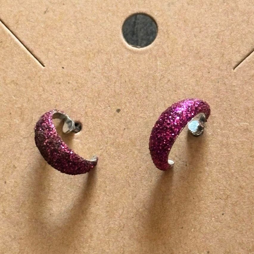 Other purple glitter stud hoop earrings Size ONE SIZE - 2 Thumbnail