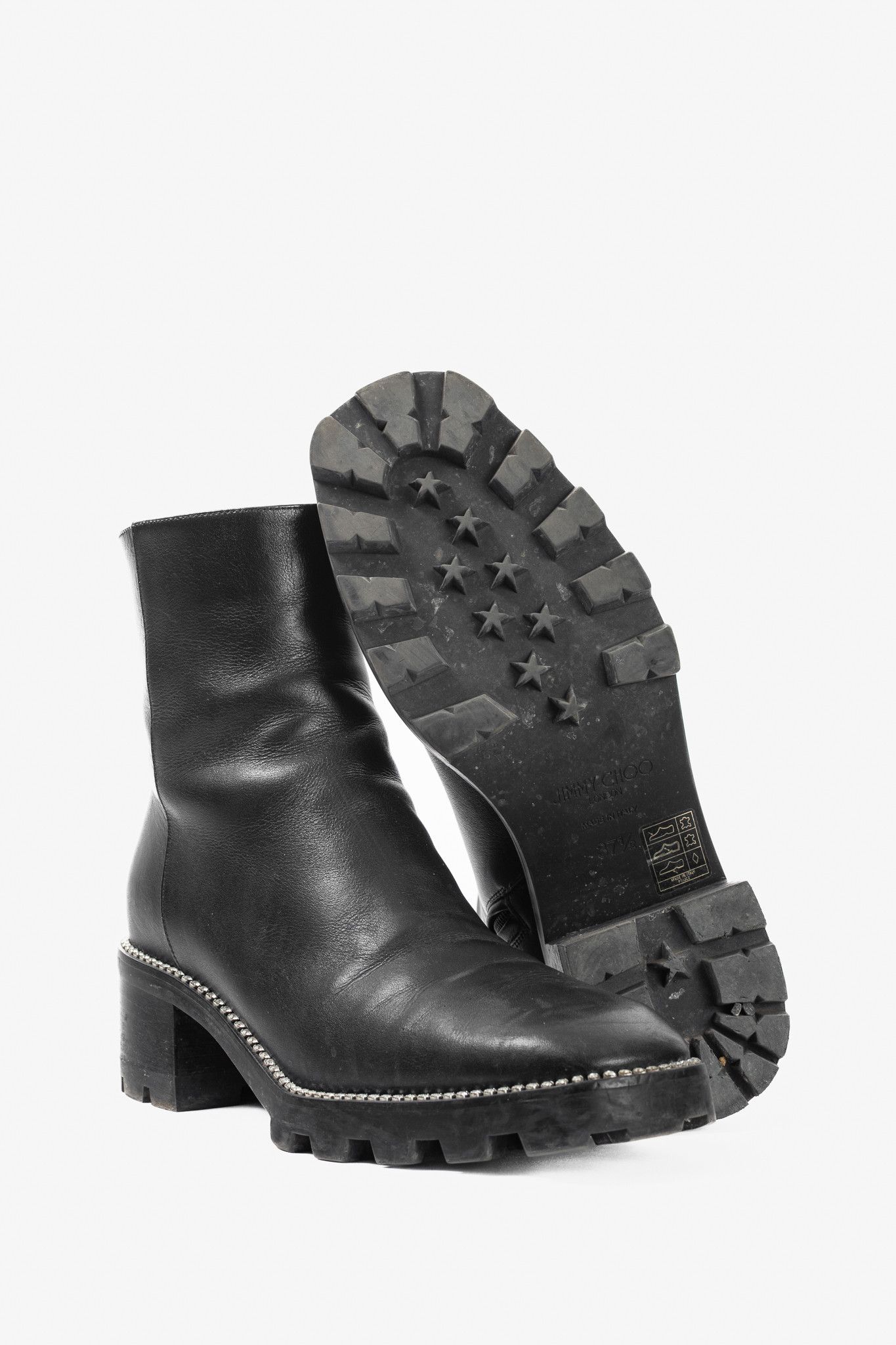 Jimmy Choo Jimmy Choo Mava 35 Smooth Leather Crystal-Trim Ankle Boots Size US 7 / IT 37 - 4 Thumbnail