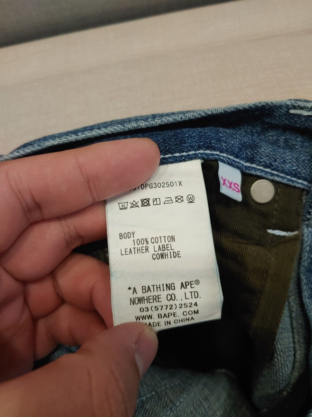 Bape [XXS] BAPE Camo Patchwork Leather Tab Denim Pants - Women's Size 24" / US 00 / IT 34 - 4 Thumbnail