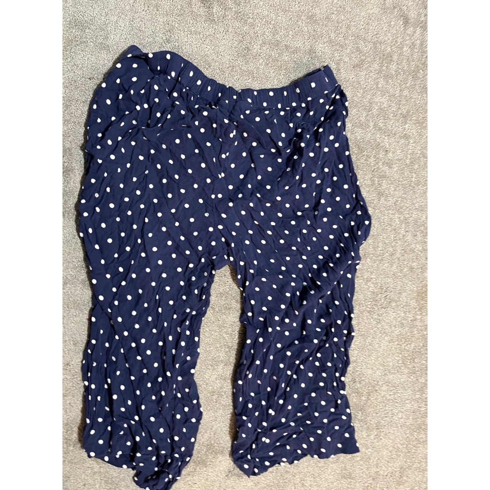 American Eagle Outfitters VINTAGE American Eagle Cropped Pants Blue w/White Dots; Large L; Women, Cropped, Pants, Blue, 90s, Womens Size 36" / US 14 / IT 50 - 3 Thumbnail