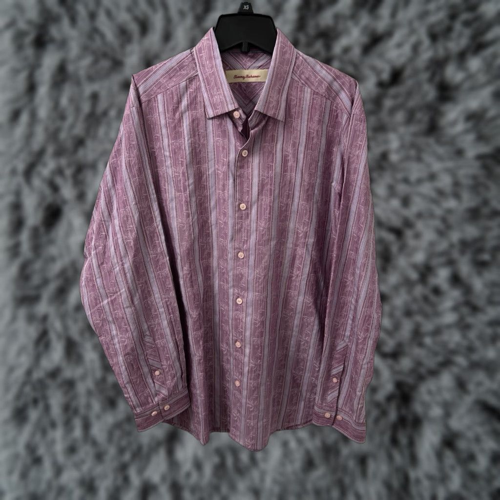 Tommy Bahama Tommy Bahama Shirt Mens M Pink Silk Striped Button-Down L/S Casual Workwear Travel Size US M / EU 48-50 / 2 - 1 Thumbnail