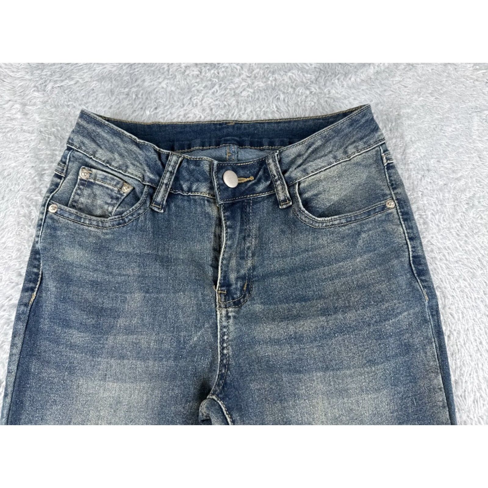 Shein SheIn Jeans Flared Denim 26 Blue Cotton Blend Stretch Low Rise 22x29 Womens Size 26" / US 2 / IT 38 - 4 Thumbnail