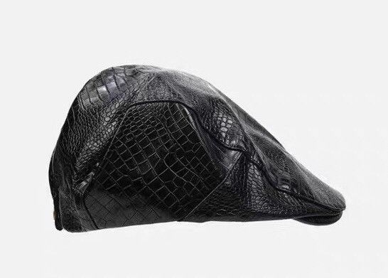 Japanese Brand Retro punk crocodile faux leather flat cap hat Size ONE SIZE - 3 Thumbnail