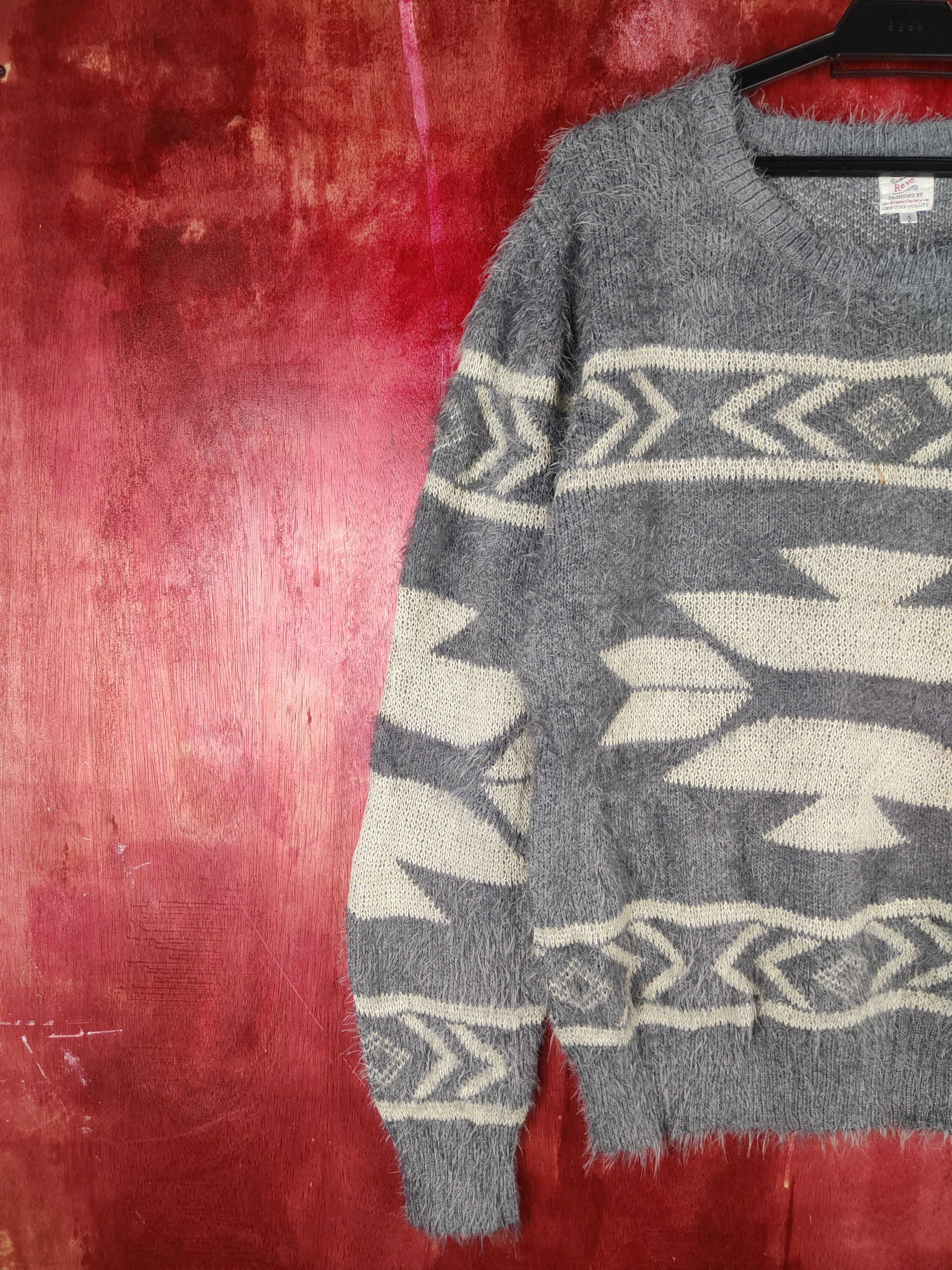 Japanese Brand Revo Dark Gray Shag Shaggy Fur Mohair Knitwear #S1957 Size US M / EU 48-50 / 2 - 3 Thumbnail