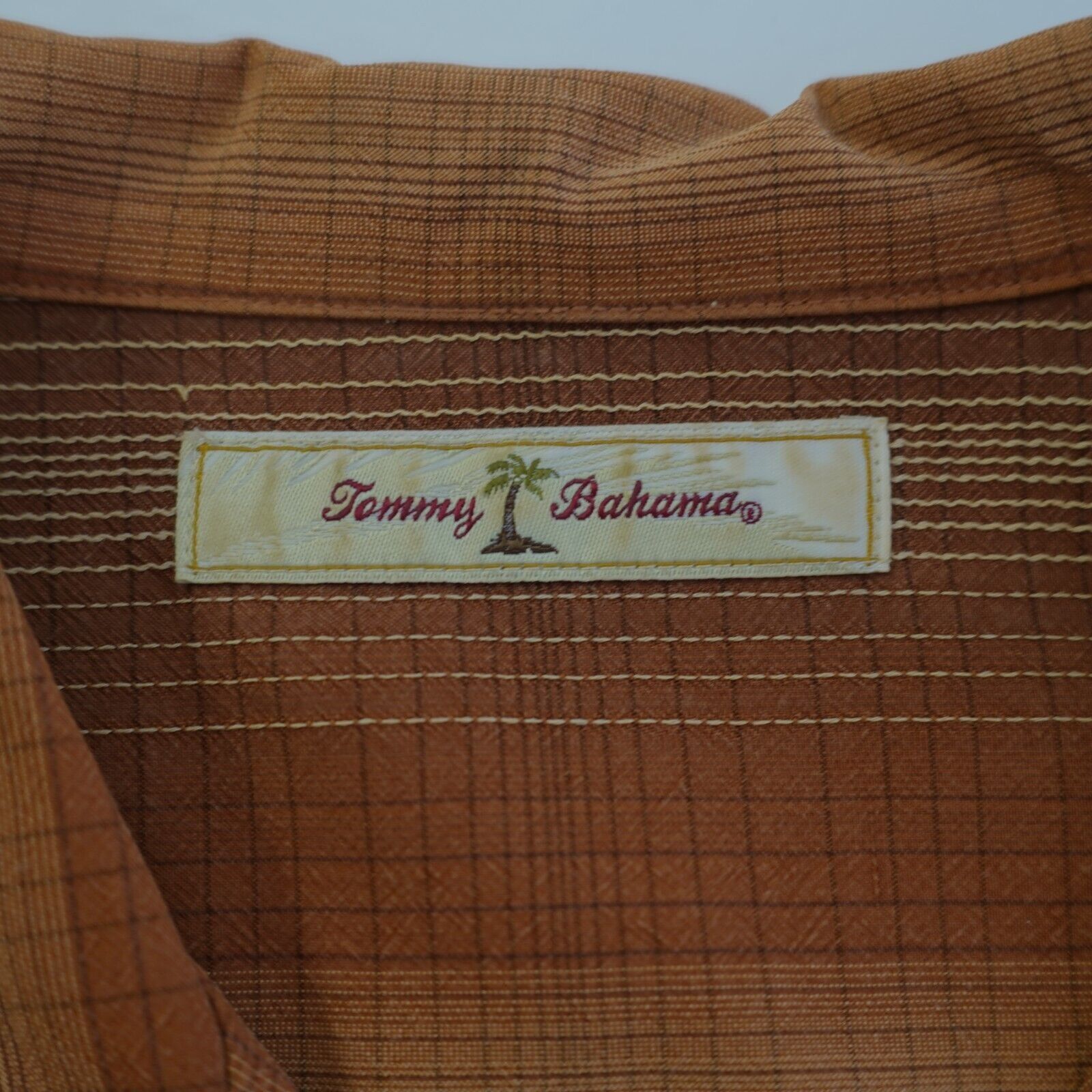 Tommy Bahama Tommy Bahama Orange Brown Silk Hawaiian Large Collared Dress Size US L / EU 52-54 / 3 - 8 Thumbnail