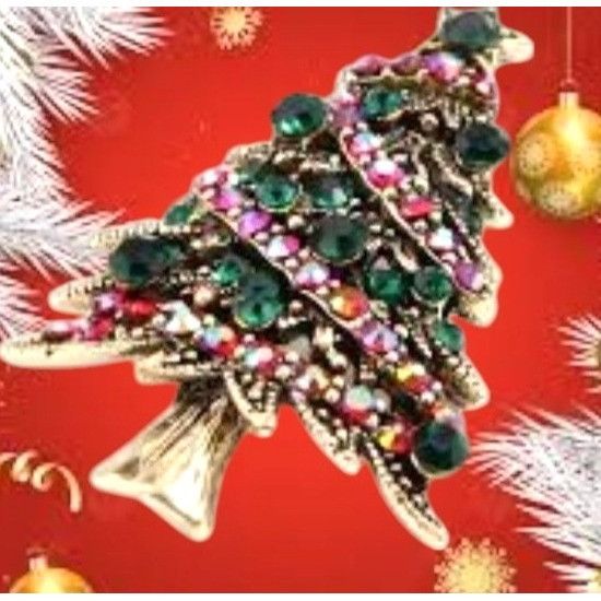 Handmade Christmas in Dixie Brooch Pin New Topaz Garland Garnet Green Size ONE SIZE - 10 Thumbnail