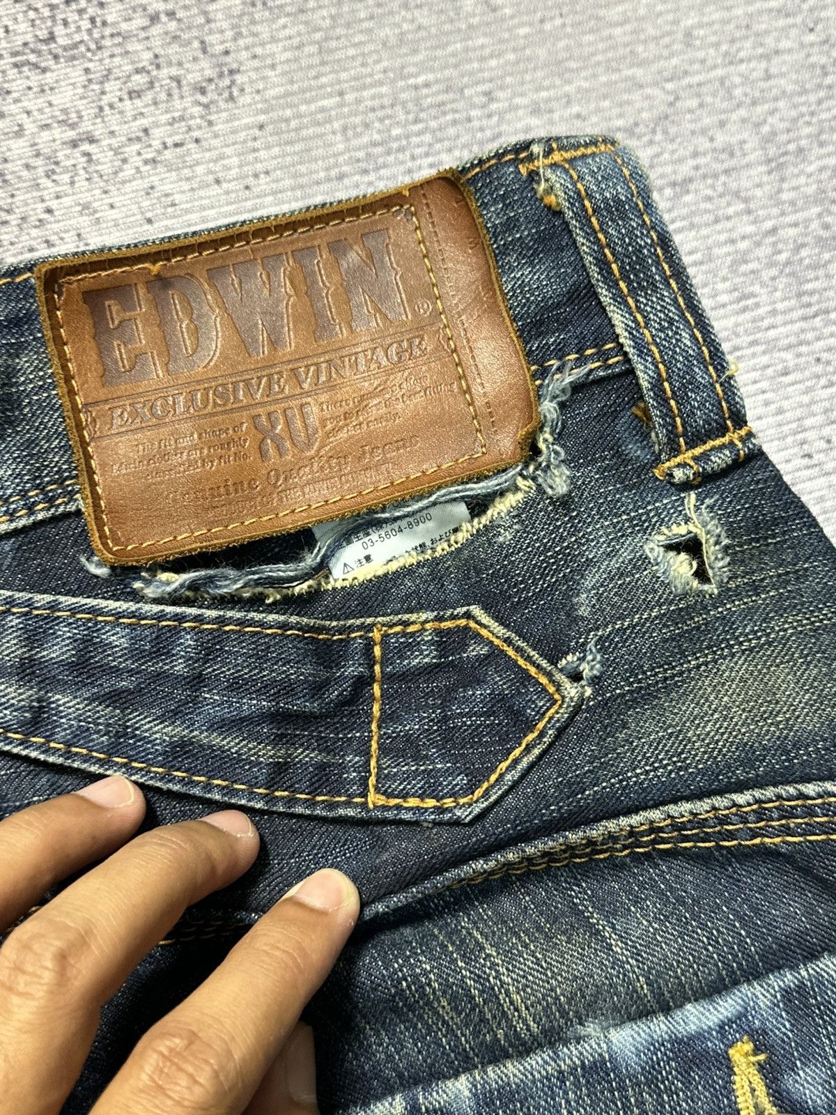 Japanese Brand 2000s Flare Edwin 411XVS Distressed Denim Y2k Size US 26 / EU 42 - 19 Thumbnail
