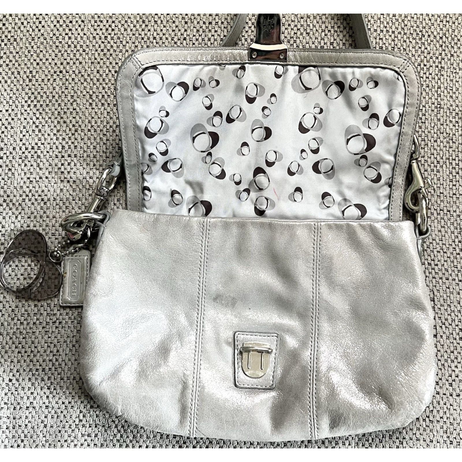 Coach Coach Layla Shoulder Bag Small Silver Leather Women Jazz Graphic D1182-18160 Size ONE SIZE - 3 Thumbnail