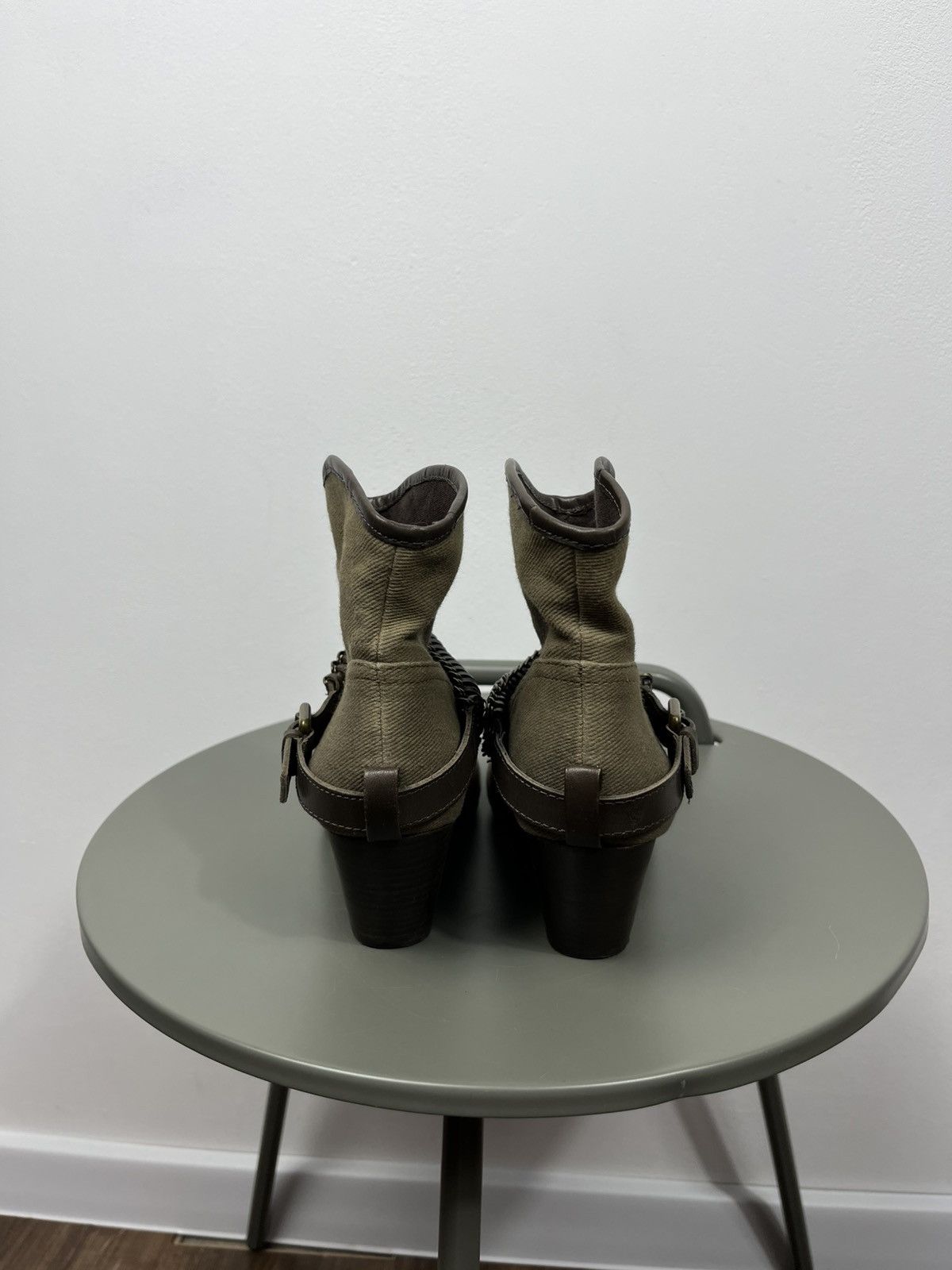 ASH ASH Ankle Boots Beige Canvas Chain Strap EU 36 Size US 5 / IT 35 - 4 Thumbnail