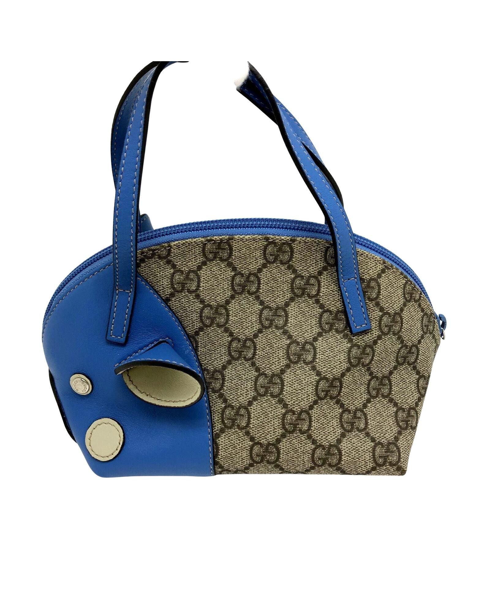 image of Gucci Blue Pvc Leather Handbag With Elegant Design, Women's