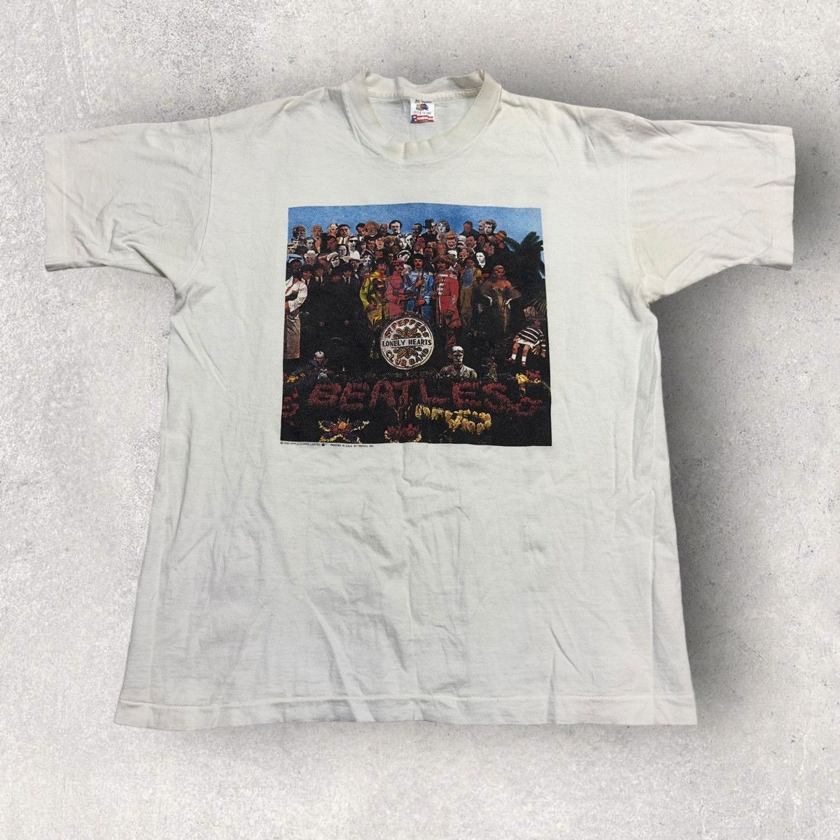 image of Band Tees x Fruit Of The Loom Vintage Beatles Tee in White, Men's (Size XL)