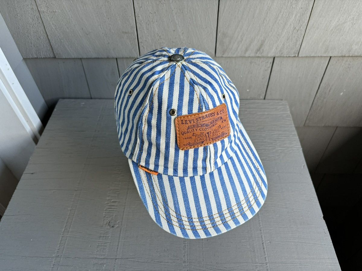Levi's 1990s Levi's Jeans Hat Vintage Denim Snapback Striped Baseba Size ONE SIZE - 19 Thumbnail