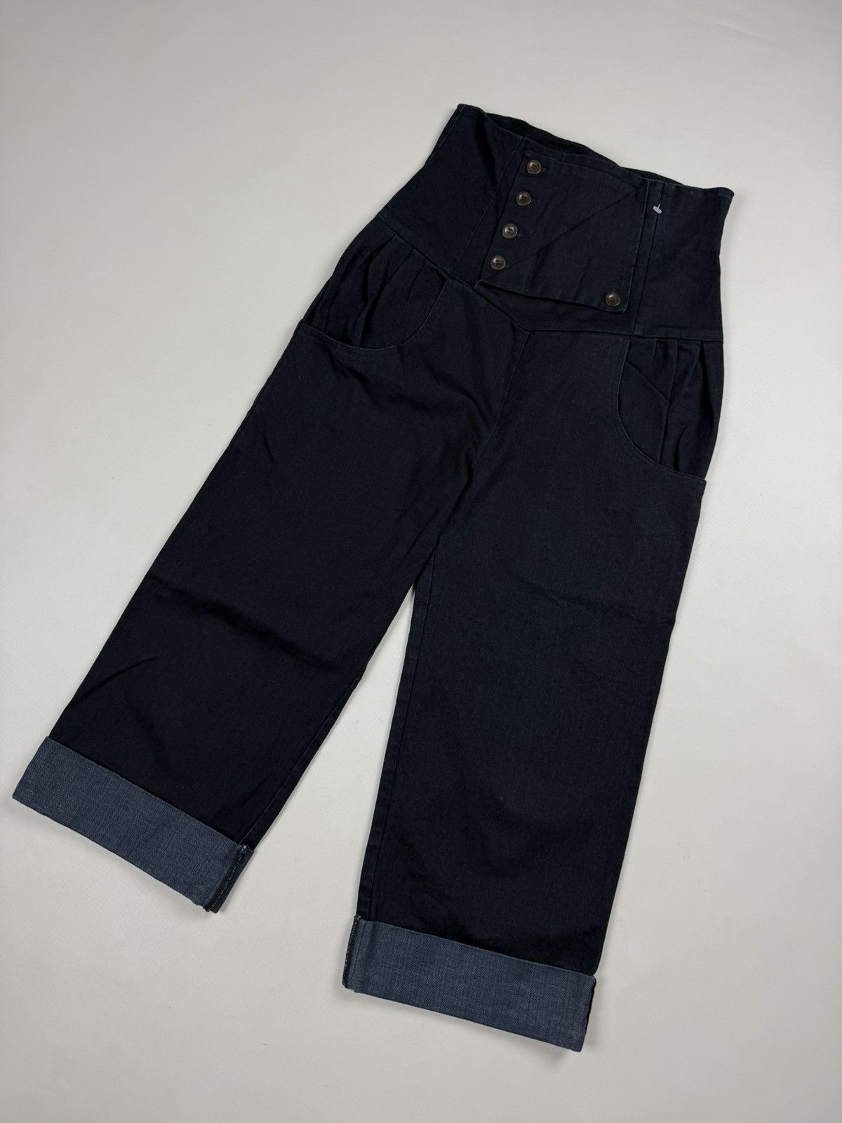 Other Burfitt Avant-Garde High Waist Buckle Back Cropped Jeans Size 30" / US 8 / IT 44 - 6 Thumbnail