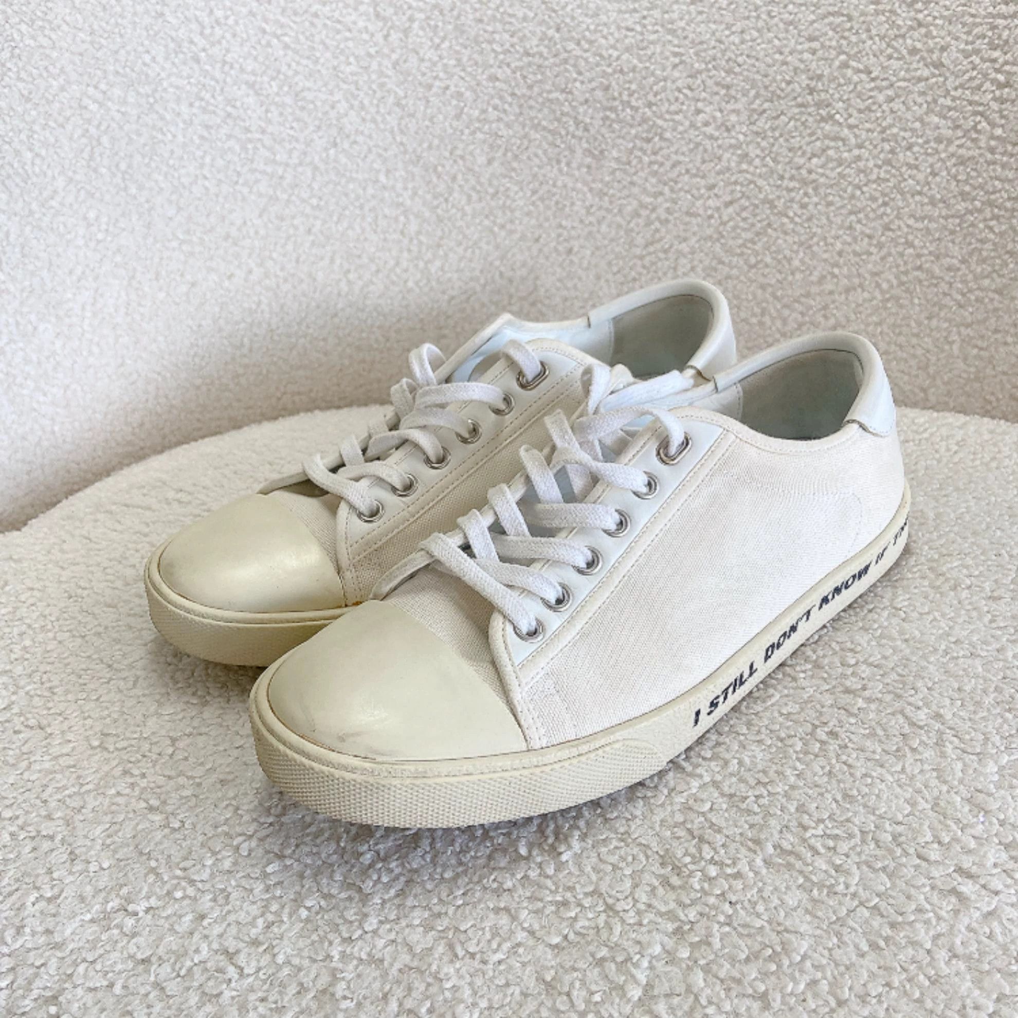 Celine Celine White Lettered Canvas Sneakers Size 39 Size US 8.5 / IT 38.5 - 1 Thumbnail