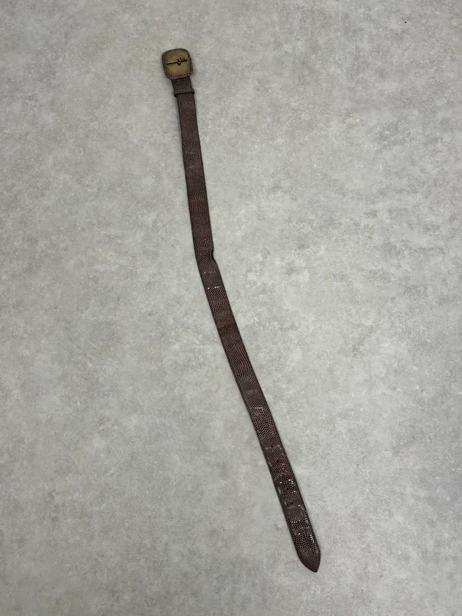 Vintage Cesare Paciotti Gold Dagger Buckle Brown Leather Belt Size ONE SIZE - 9 Thumbnail