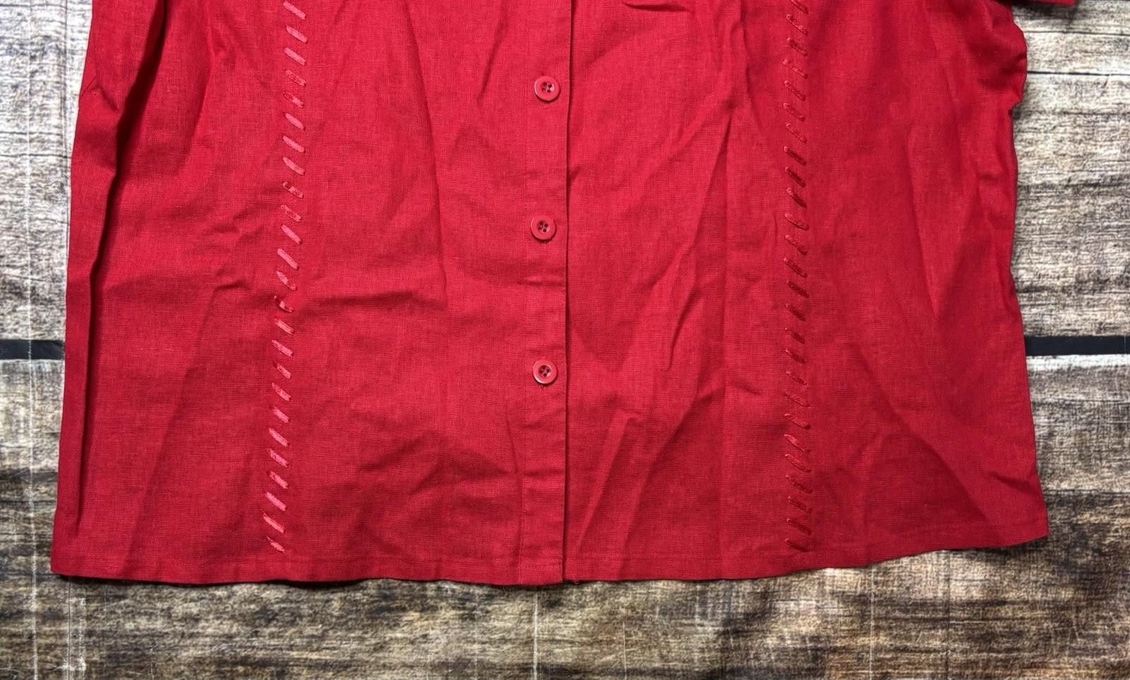 Other Selene Sport Top Womens 2XL Linen Blend Embroidered Red Size XXL / US 16-18 / IT 52-54 - 5 Thumbnail