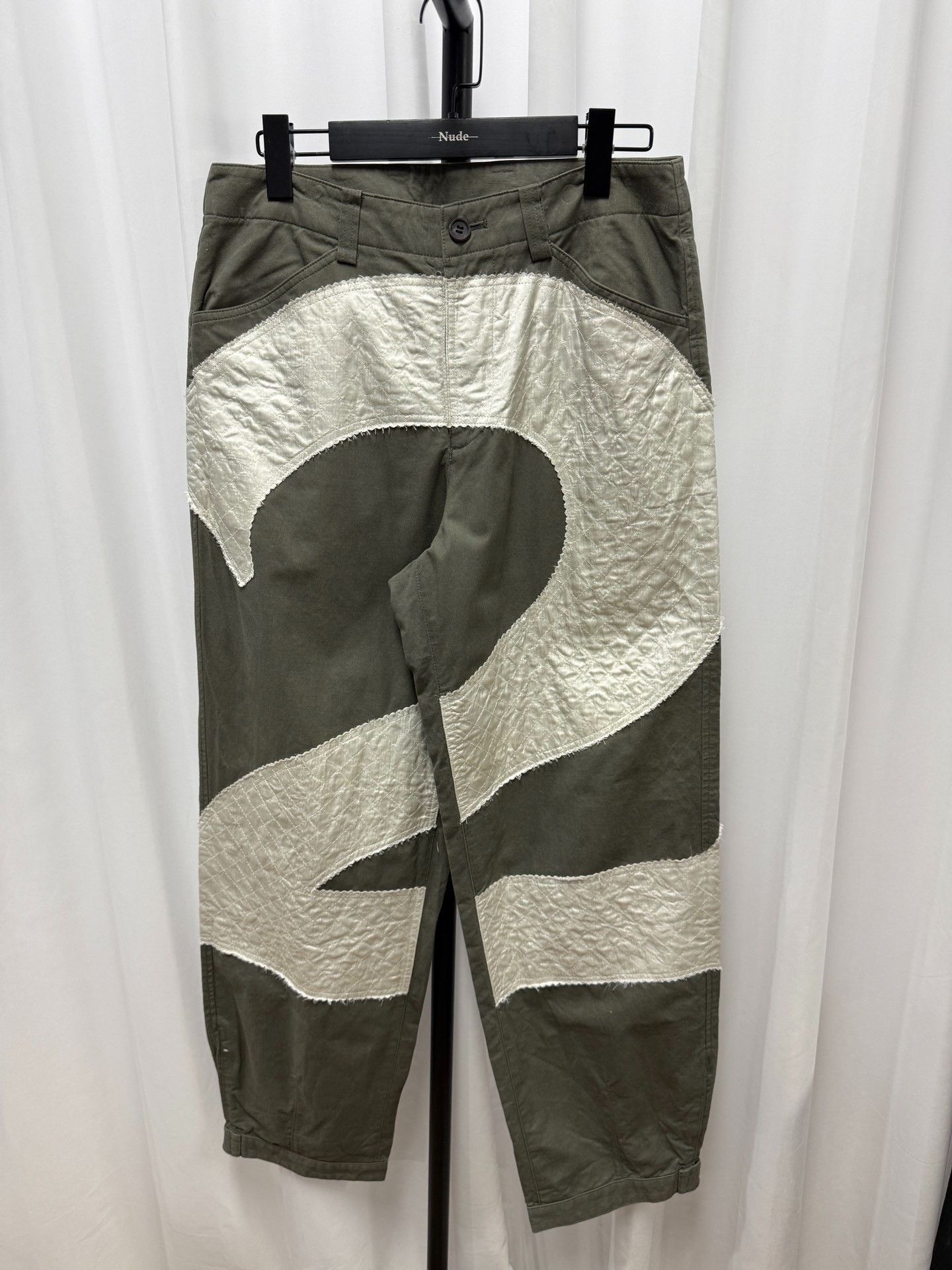 Issey Miyake Issey Miyake Green Gray Spliced Cargo Pants Size US 31 - 1 Thumbnail