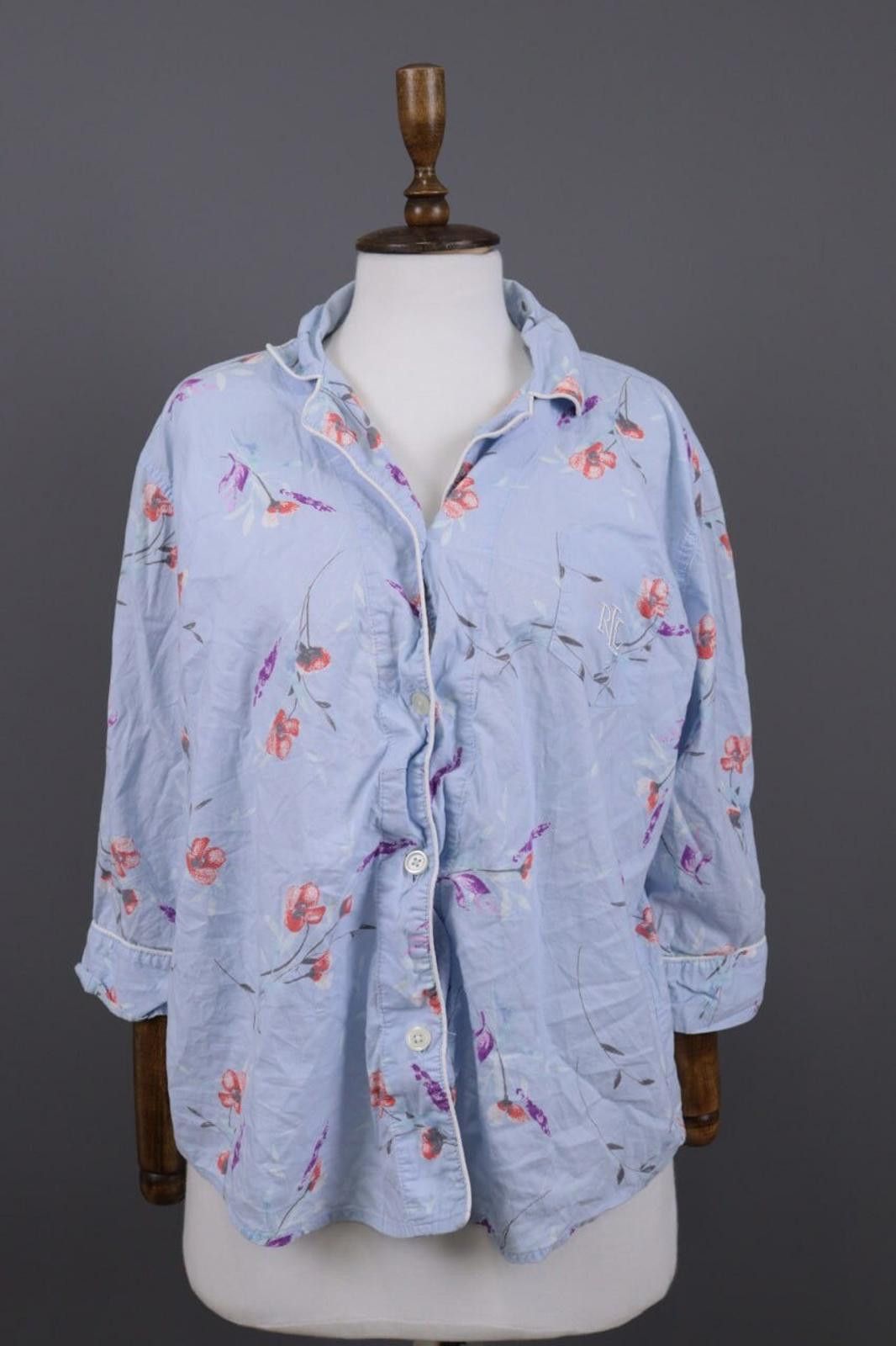 Ralph Lauren Black Label Ladies Ralph Lauren Blue Floral Button Down Cardigan Size XL Size XL / US 12-14 / IT 48-50 - 1 Thumbnail