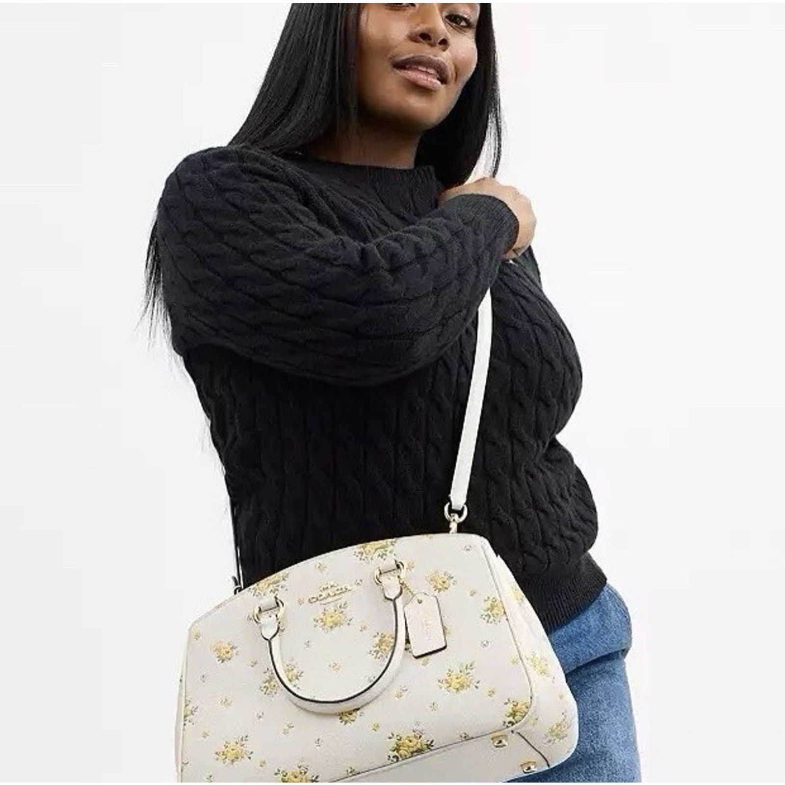 Coach NWT Coach Savannah Carryall Bag Floral Leather CAL41 Chalk Size ONE SIZE - 11 Thumbnail