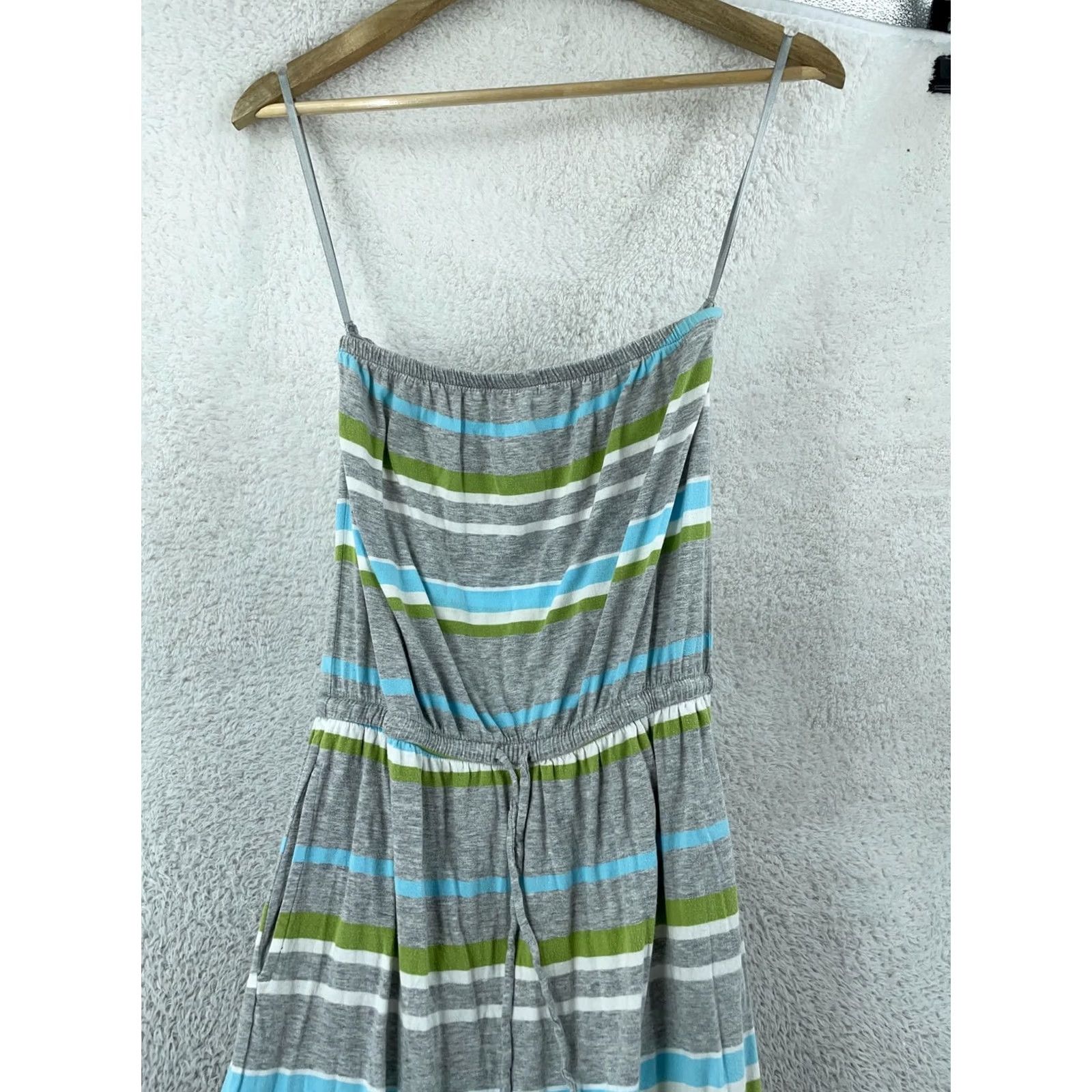 Banana Republic Banana Republic Maxi Dress Womens XS Gray Striped Boho Tie Waist Spaghetti Strap Size XS / US 0-2 / IT 36-38 - 4 Thumbnail