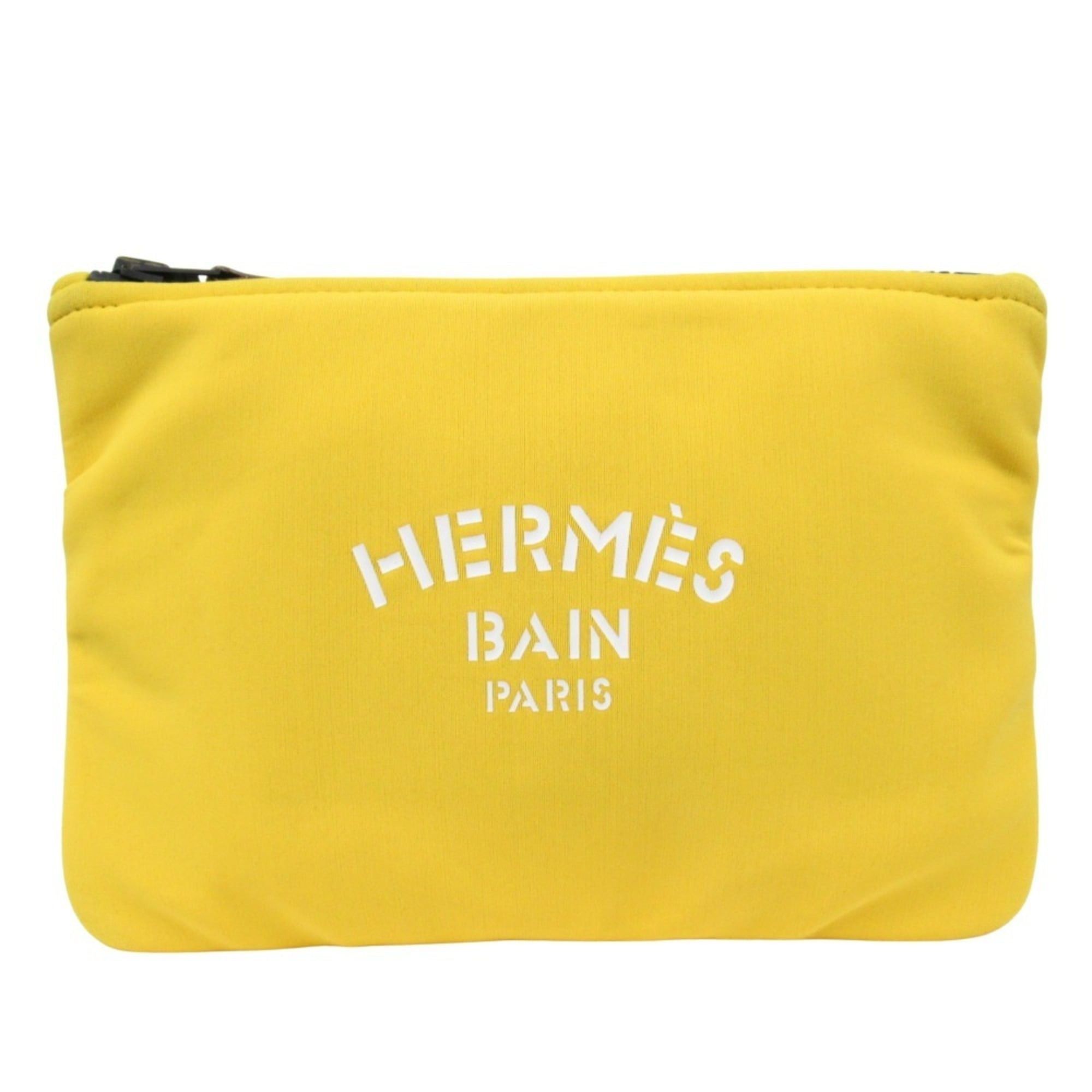 HERMES Neobain PM Flat Bag/Pouch/Handbag with Logo Yellow for Men and Women