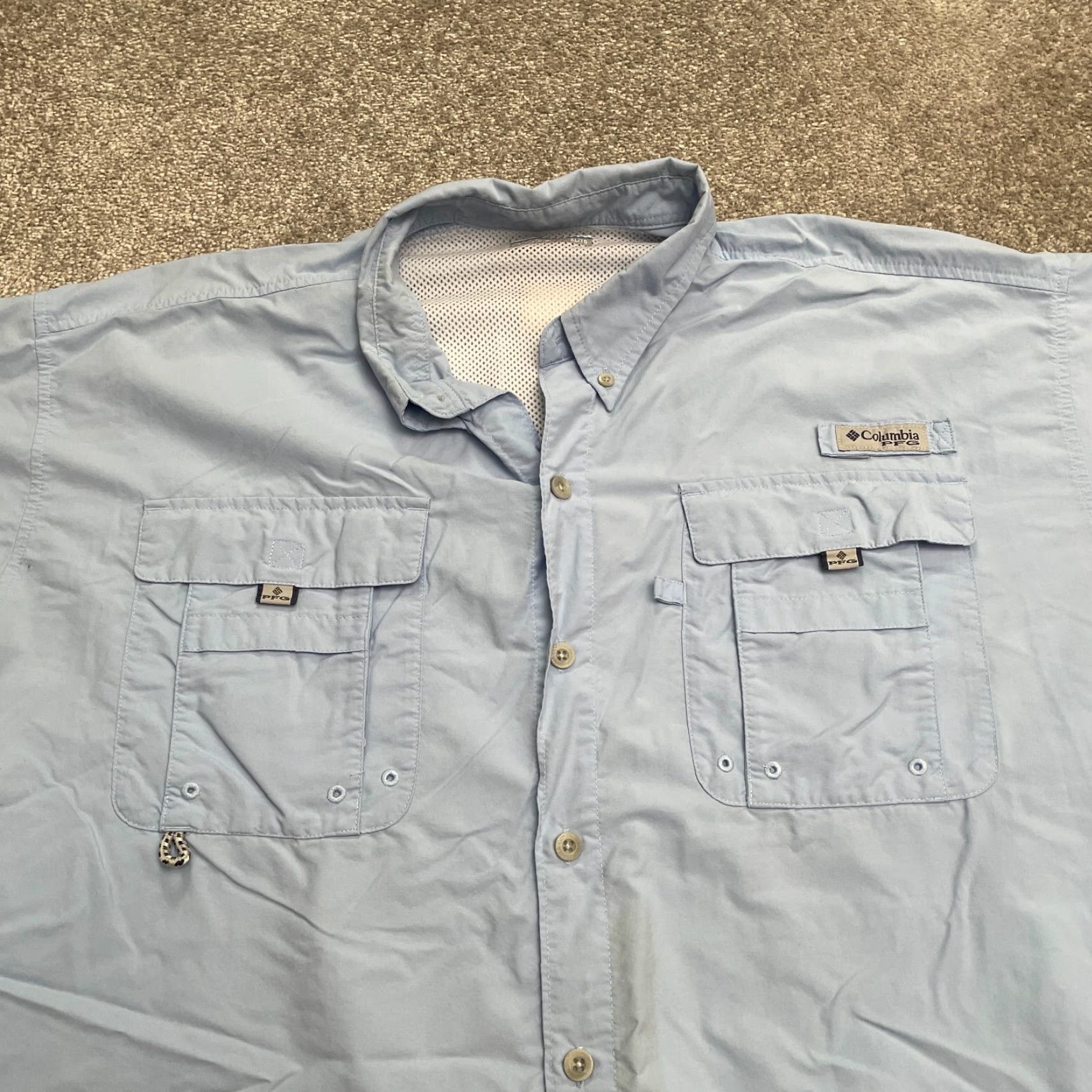 Vintage Columbia PFG Omni Shade Bahama Shirt Mens XL Blue Button-Down Short Sleeve Fish Size US XL / EU 56 / 4 - 3 Thumbnail
