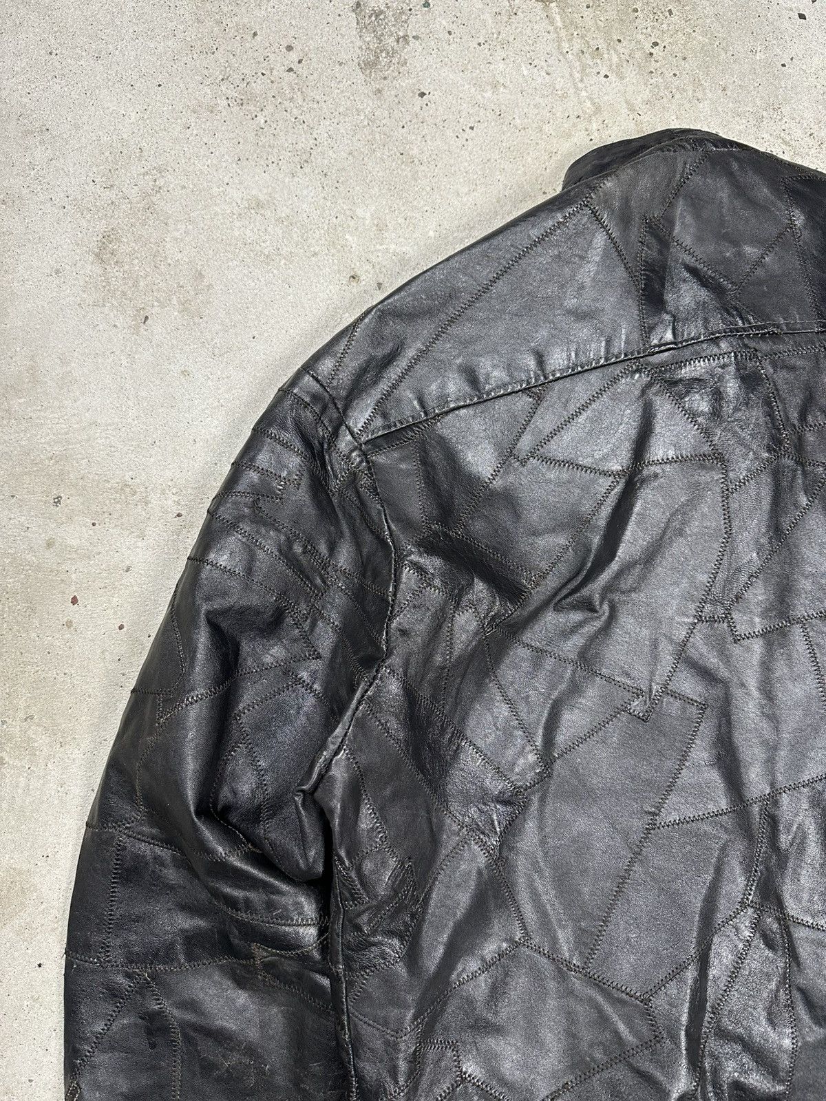 Vintage Vintage 90s Black Patchwork Bomber Leather Jacket Size US M / EU 48-50 / 2 - 13 Thumbnail